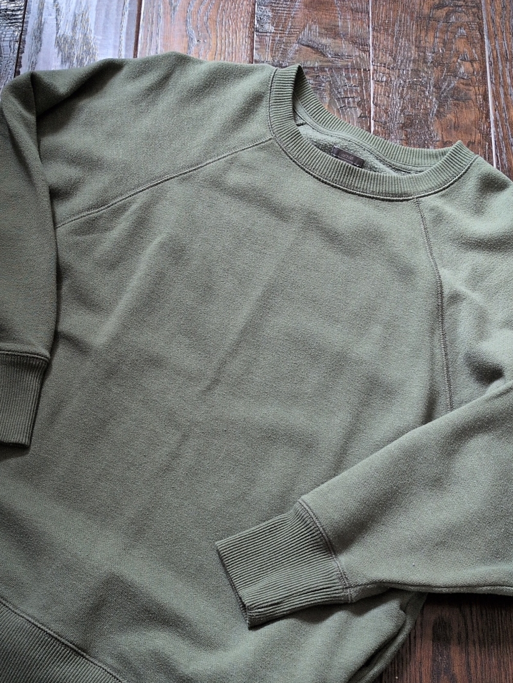 AERIE I Olive Green Oversized Pullover Crew Neck Sweatshirt with Pockets, S